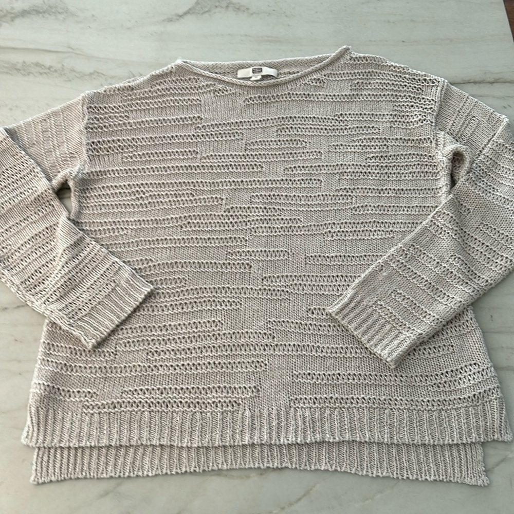 Etcetera taupe beige linen blend sweater size M
